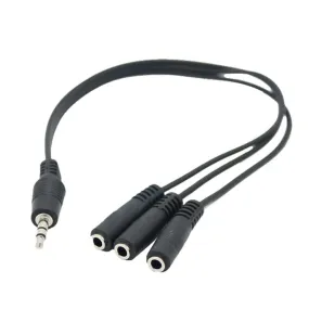 0.3M 3.5mm Male Plug to 1/8" 3.5mm 3 Output Stereo Female Audio Splitter adapter Cable