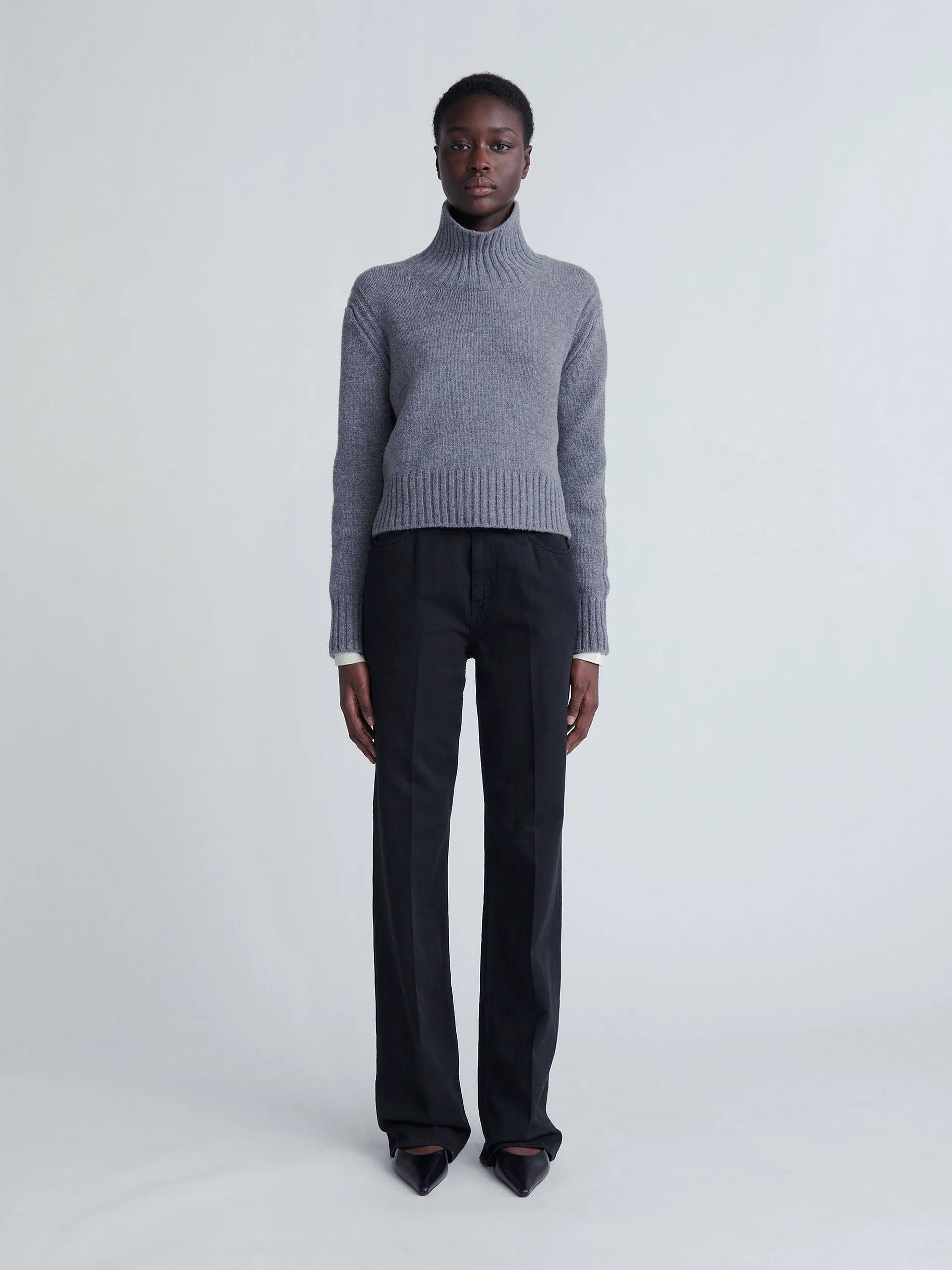 Grey Fintra crop high neck